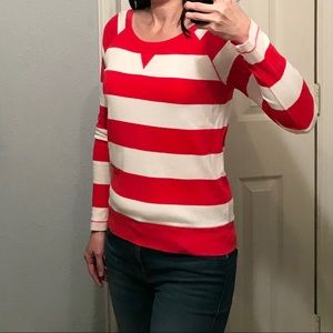 GAP Red and White Striped Long Sleeve Tee